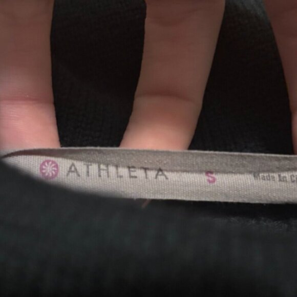 Athleta Sweater Womens S GREEN Ravine Tunic Merino Wool Ribbed Knit Long Sleeve - Picture 3 of 5